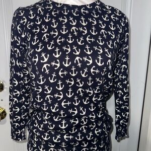 J. Crew Blue and White Anchor Sweater